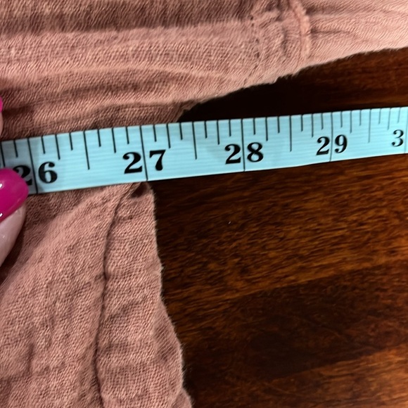 Pink Lily Womens Shirt L Rust Long Sleeves Button Up Raw Seams Pocket Cotton EUC - Picture 12 of 14